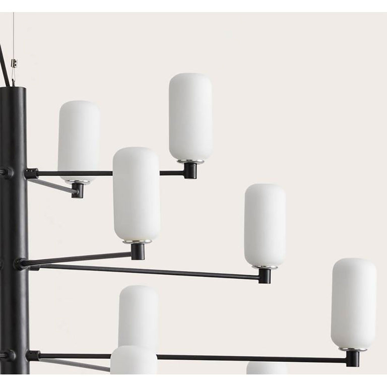 Gand LED 20 Light Pendant Matt Black / Opal - ARO.C1271/NEG/OPAL