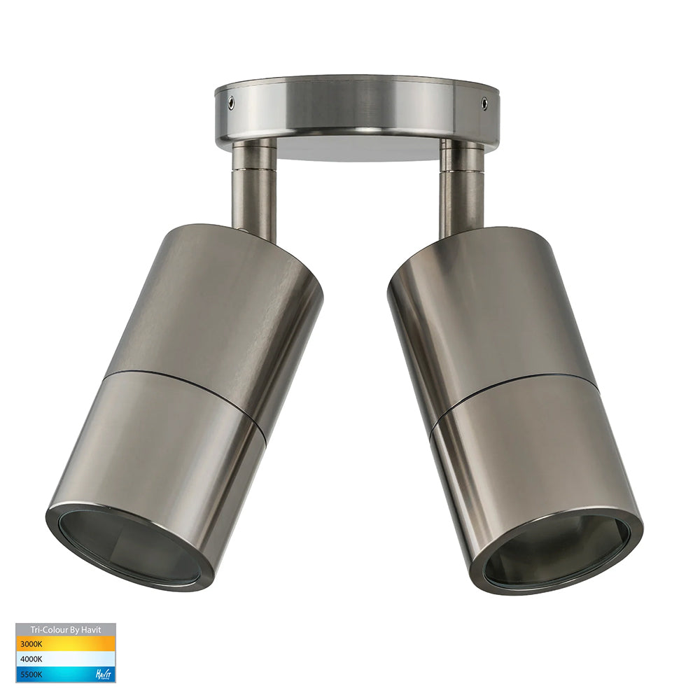 Tivah 2 x 5W CCT 12V DC MR16 LED Double Adjustable Wall Light Titanium Aluminium - HV1387MR16T