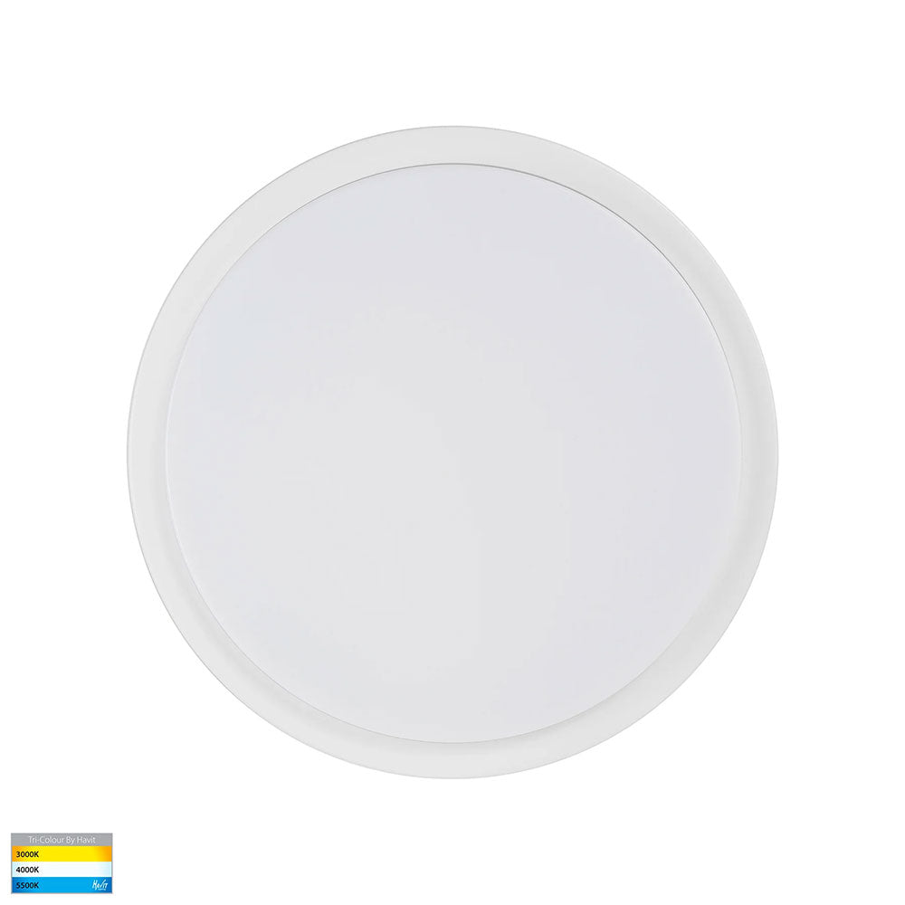 Liptor 30W CCT 240V LED 364mm Round Oyster Light White - HV36053T-WHT