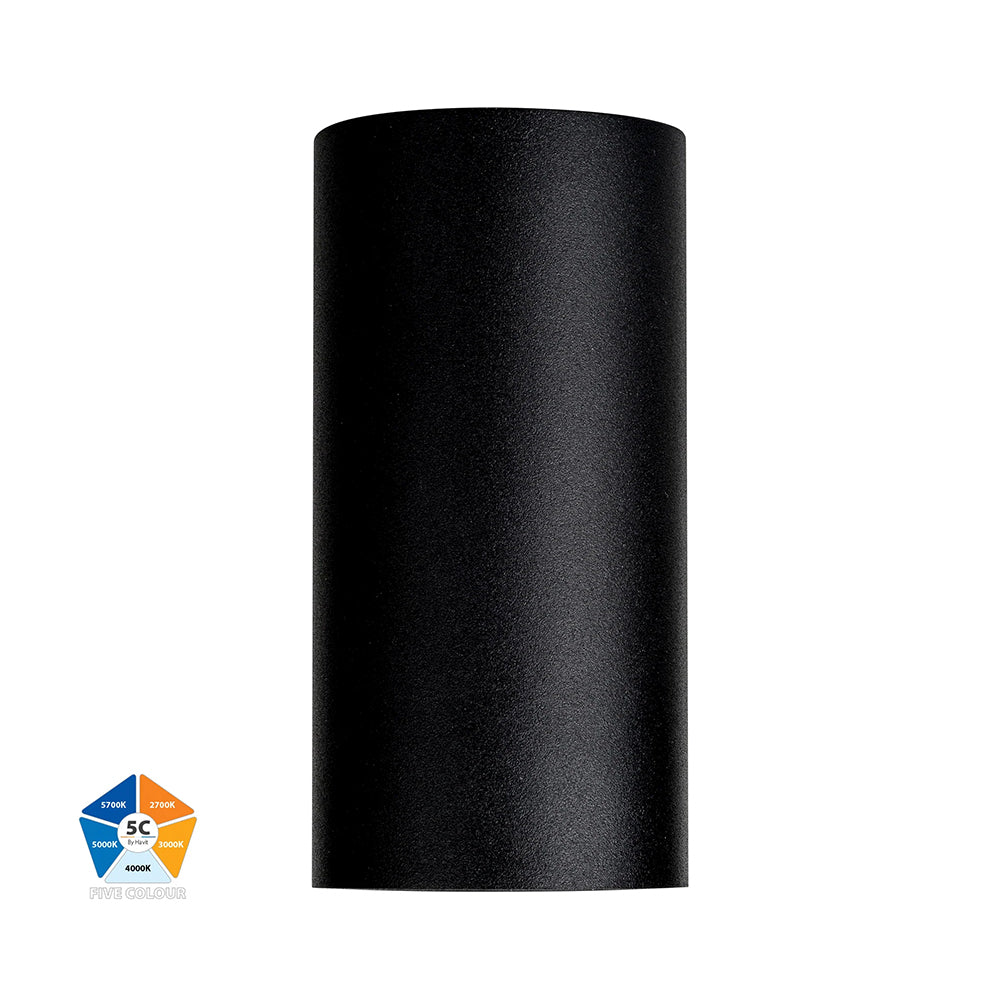 Aries 6W 5CCT 240V LED Fixed Down Wall Pillar Light Black - HV3625S-ALUBLK