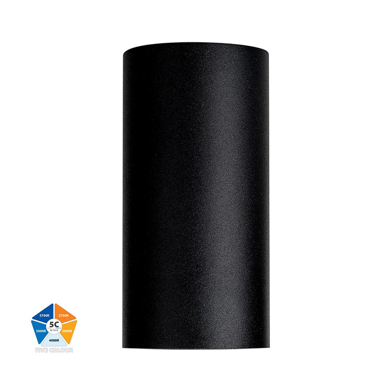 Aries 6W 5CCT 240V LED Fixed Down Wall Pillar Light Black - HV3625S-ALUBLK