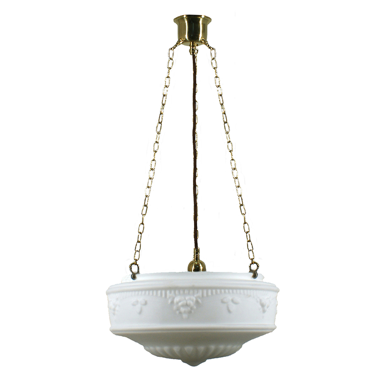 3 Chain Suspension Pendant Brass With 14" Senator Opal Matt Glass - LOI3000012A