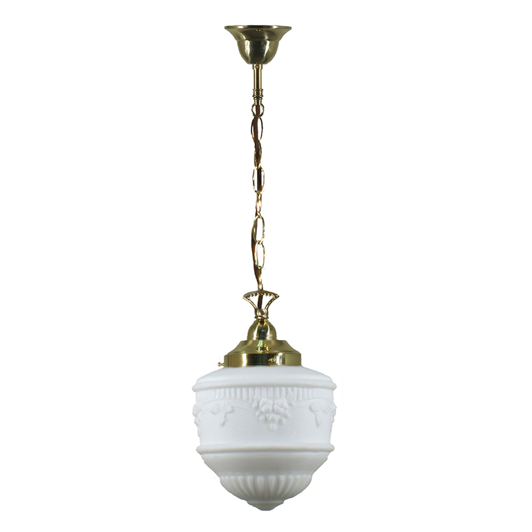 Single Chain Pendant Brass With 8" Senator Opal Matt Glass - LOI3000093A