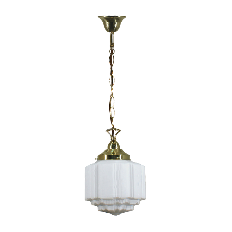 Single Chain Pendant Brass With 8" St Kilda Opal Matt Glass - LOI3000095A