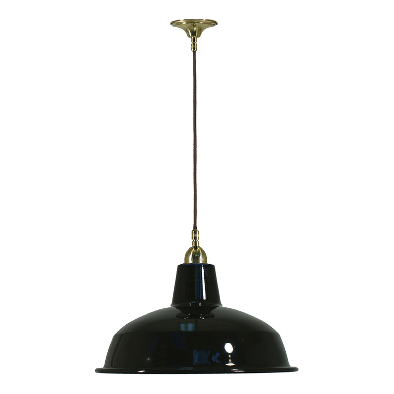 Single Cord Pendant Brass With 420mm Warehouse Black Shade - LOI3000108A