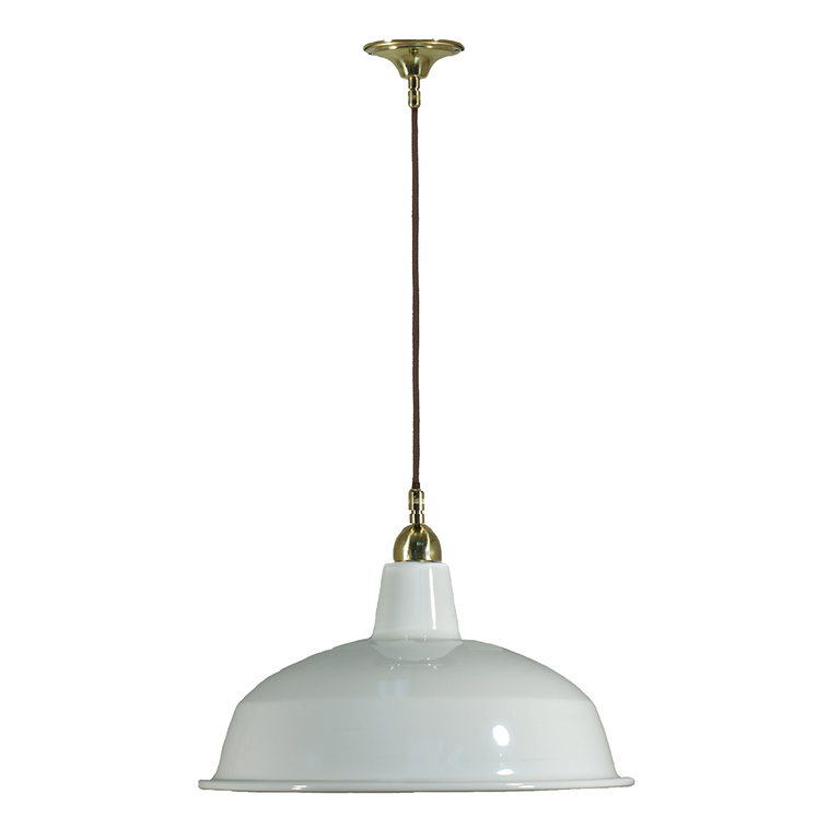 Single Cord Pendant Brass With 420mm Warehouse White Shade - LOI3000110A