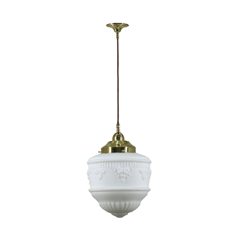 Single Cord Pendant Brass With 8" Senator Opal Matt Glass - LOI3000111A