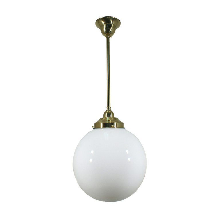 Single Rod Pendant Brass With 10" Sphere Opal Glass - LOI3000242A
