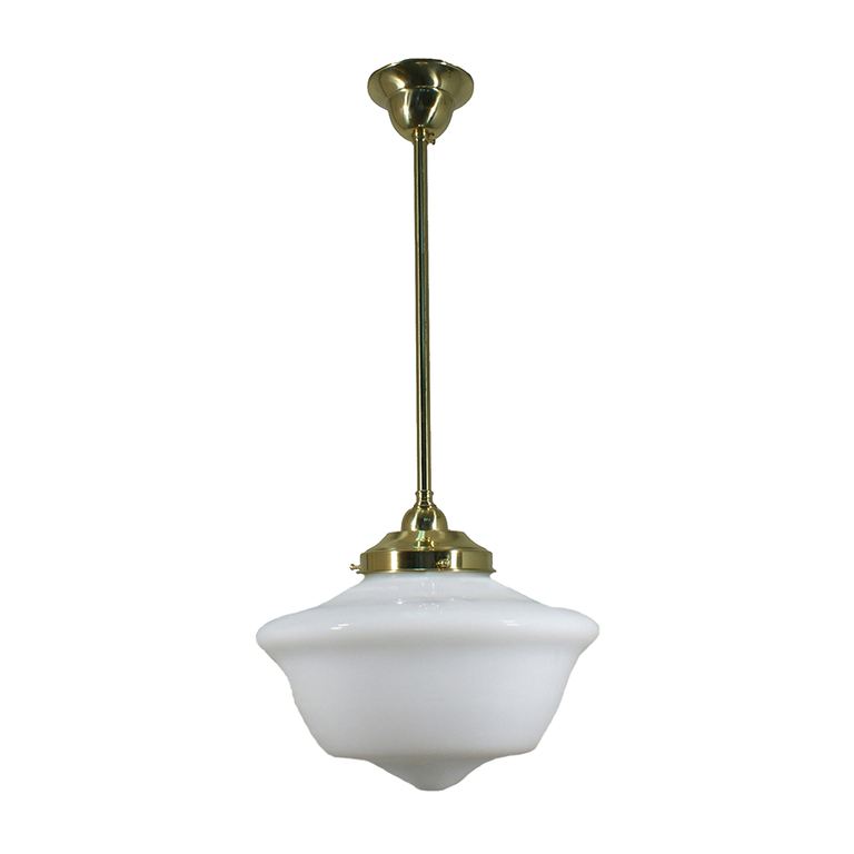 Single Rod Pendant Brass With 12" Victorian Schoolhouse Opal Matt Glass - LOI3000252A