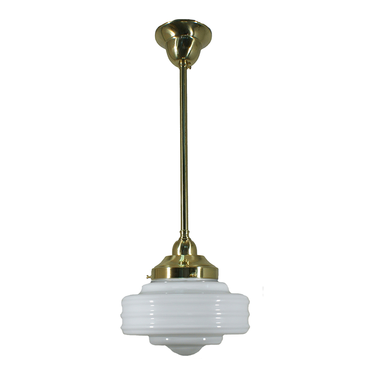 Single Rod Pendant Brass With 8" Detroit Opal Matt Glass - LOI3000253A