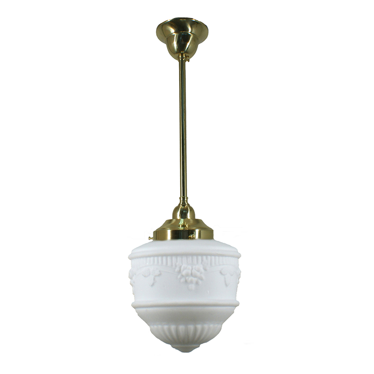 Single Rod Pendant Brass With 8" Senator Opal Matt Glass - LOI3000257A