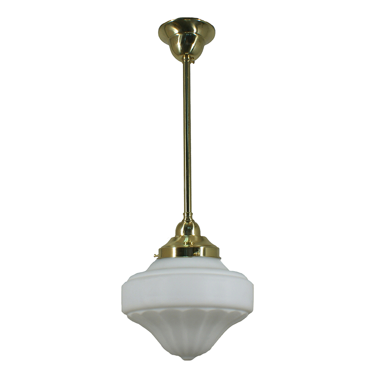 Single Rod Pendant Brass With 9" Derby Opal Matt Glass - LOI3000264A