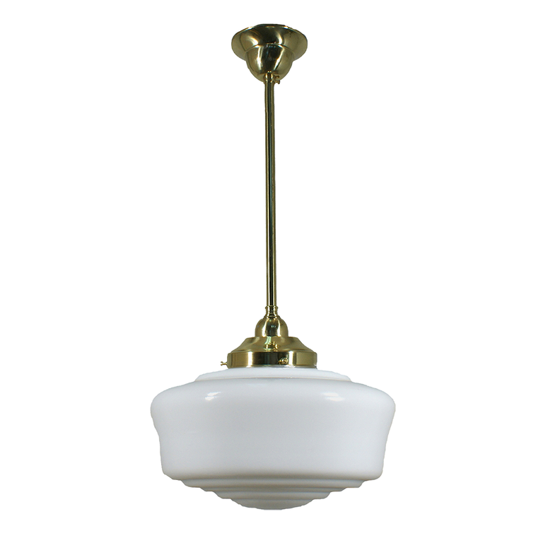Single Rod Pendant Brass With Moulins Opal Matt Glass - LOI3000273A