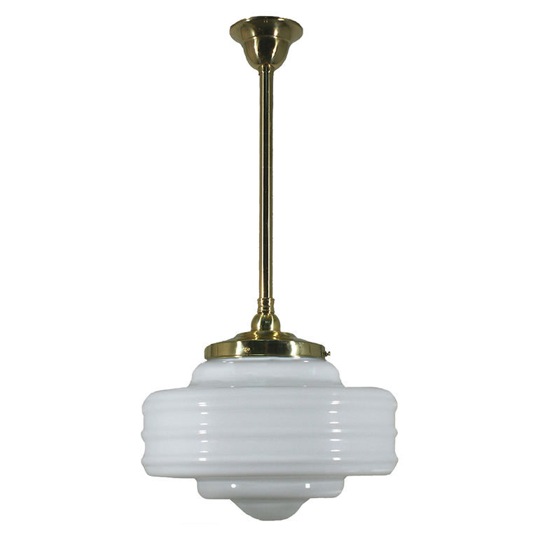Single Rod Pendant Brass With 14" Detroit Opal Matt Glass - LOI3000284A
