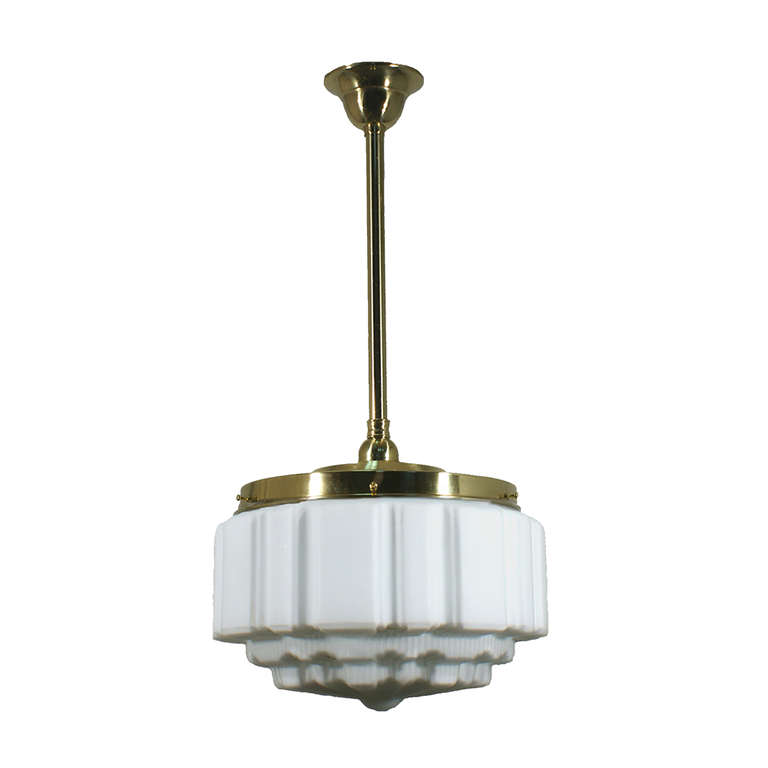 Single Rod Pendant Brass With 14" St Kilda Opal Matt Glass - LOI3000286A