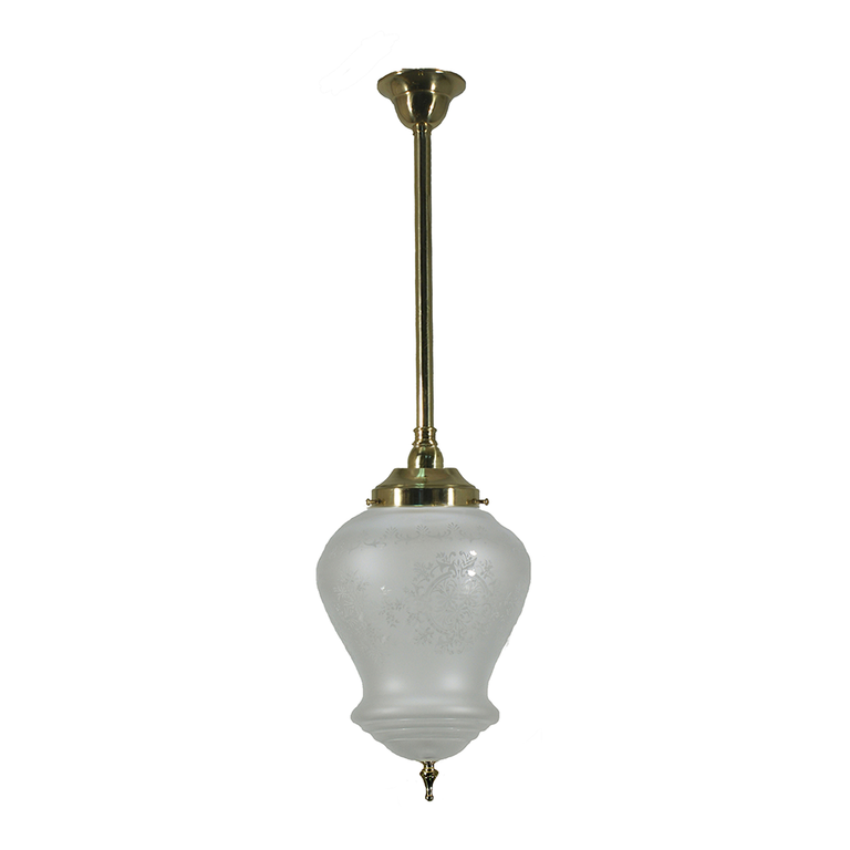 Single Rod Pendant Brass With Cambridge Frost Etched Glass - LOI3001279A