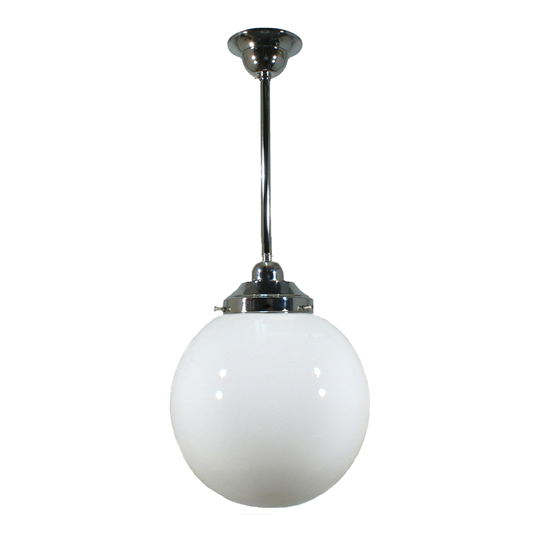 Single Rod Pendant Chrome With 10" Sphere Opal Gloss Glass - LOI3010170A