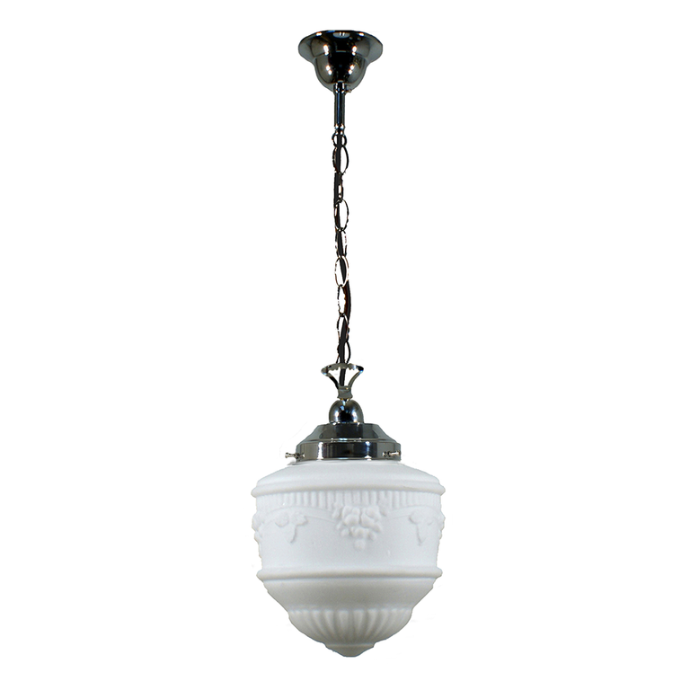 Single Chain Pendant Chrome With 8" Senator Opal Matt Glass - LOI3010221A