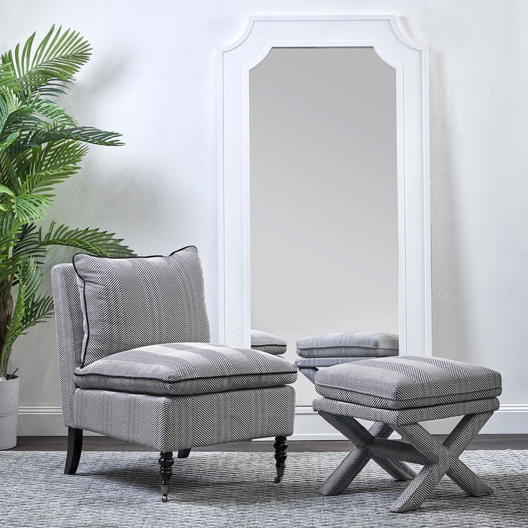 Candace Occasional Chair Chevron Blue Linen - 31024