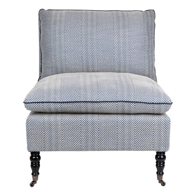 Candace Occasional Chair Chevron Blue Linen - 31024