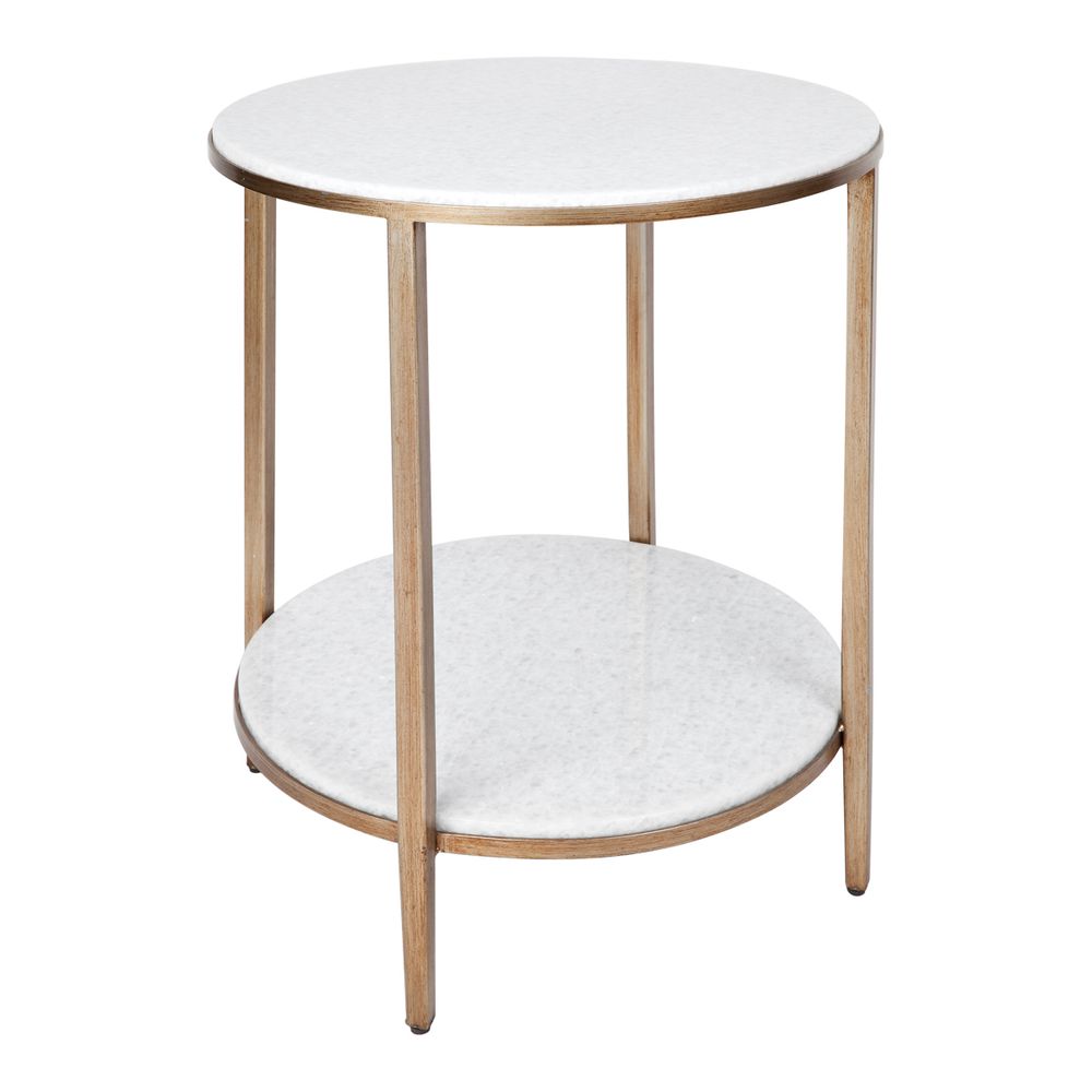 Chloe Stone Side Table Antique Gold - 31169