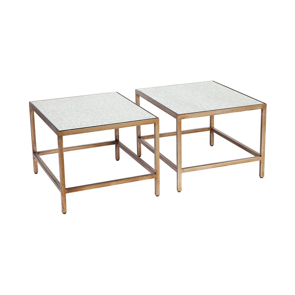 Cocktail Mirrored Nesting Coffee Tables Antique Gold - 31226