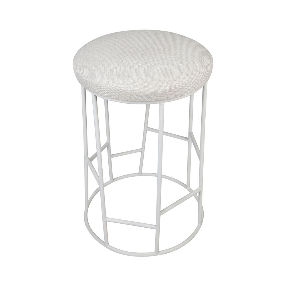 Aiden White Steel Kitchen Stool Natural Linen - 31279