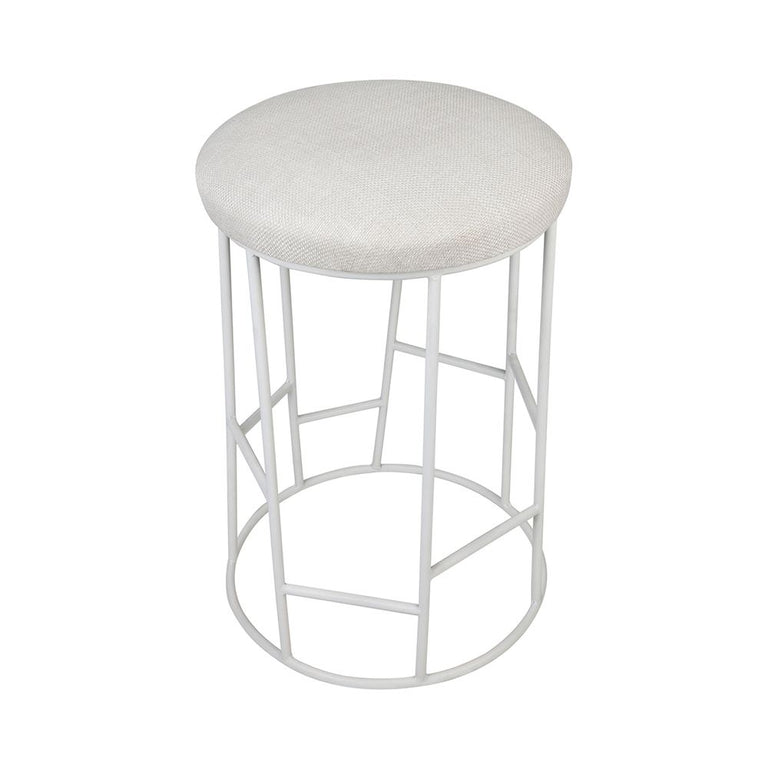 Aiden White Steel Kitchen Stool Natural Linen - 31279