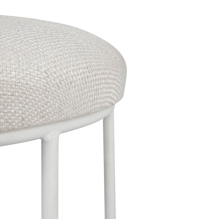Aiden White Steel Kitchen Stool Natural Linen - 31279