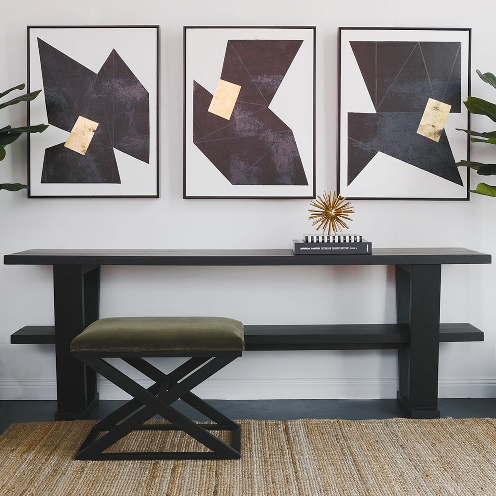 Spencer Black Timber Stool Moss Velvet - 31555