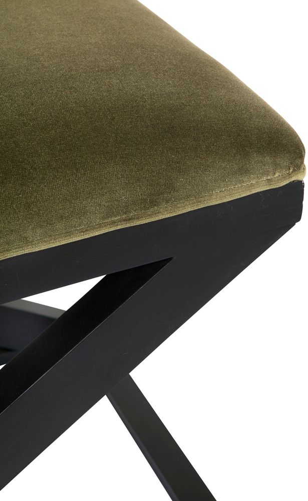Spencer Black Timber Stool Moss Velvet - 31555