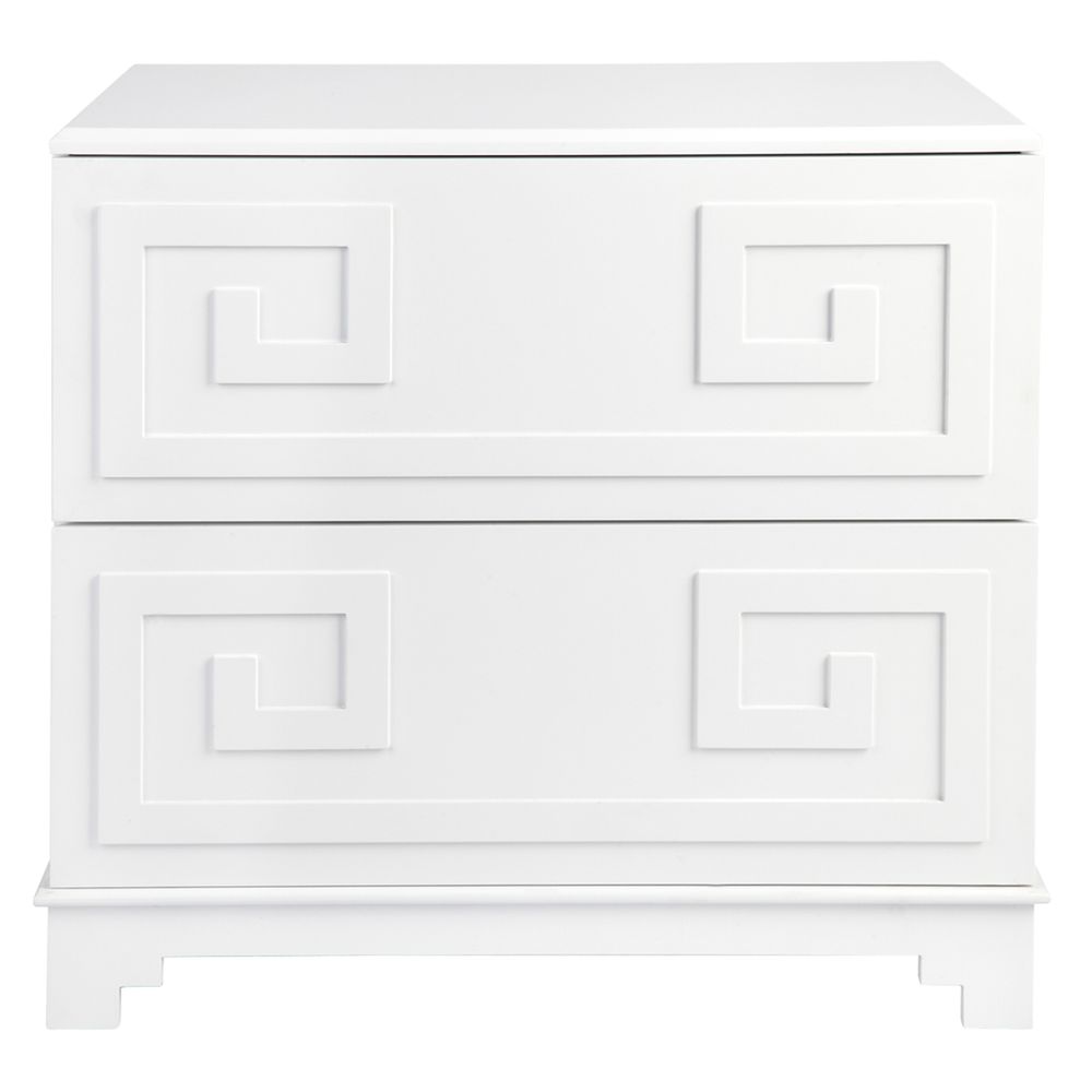 Greek Key Bedside Table White - 31708