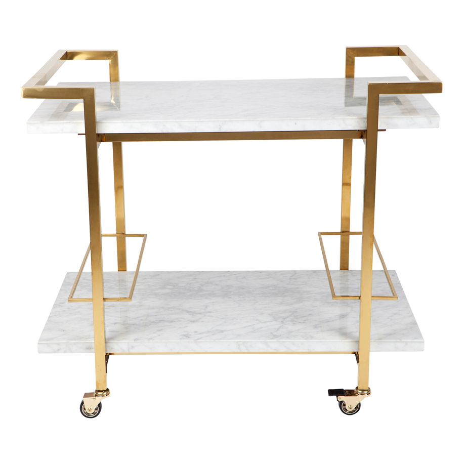 Franklin White Marble Drinks Trolley Gold - 31733