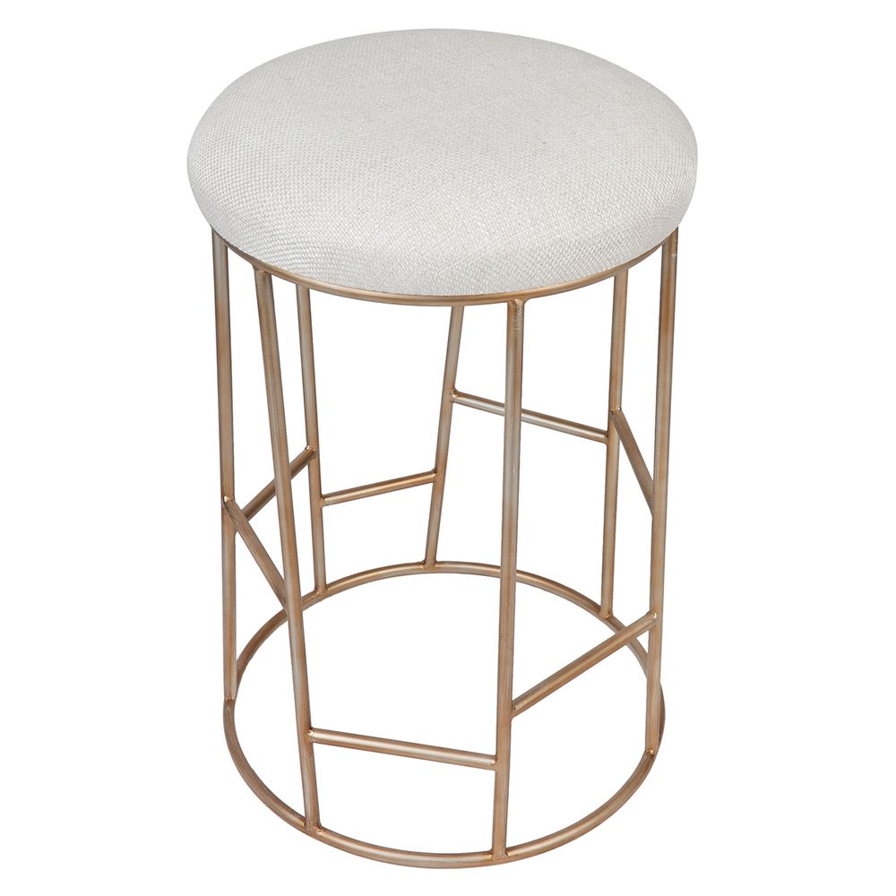 Aiden Gold Steel Kitchen Stool Natural Linen - 32201