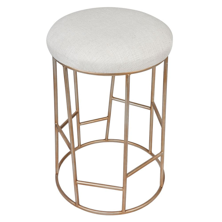 Aiden Gold Steel Kitchen Stool Natural Linen - 32201