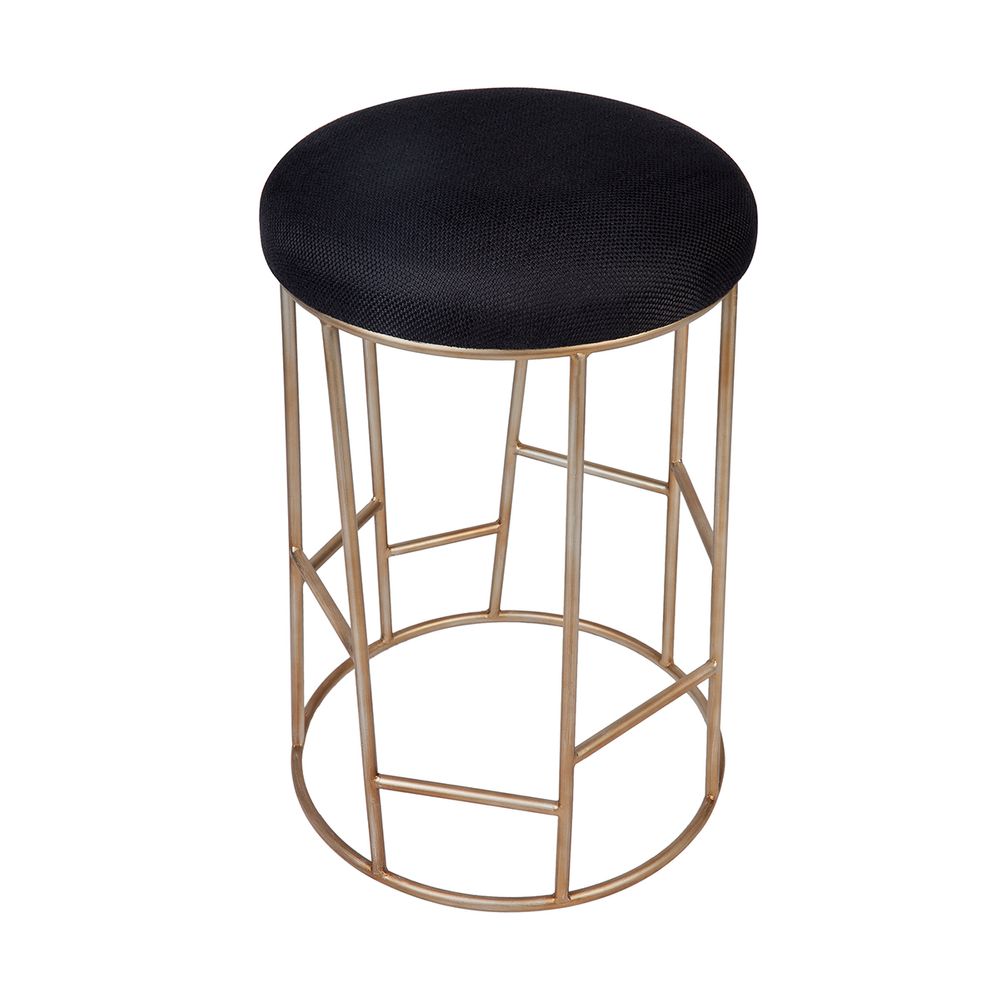 Aiden Gold Steel Kitchen Stool Black Linen - 32202