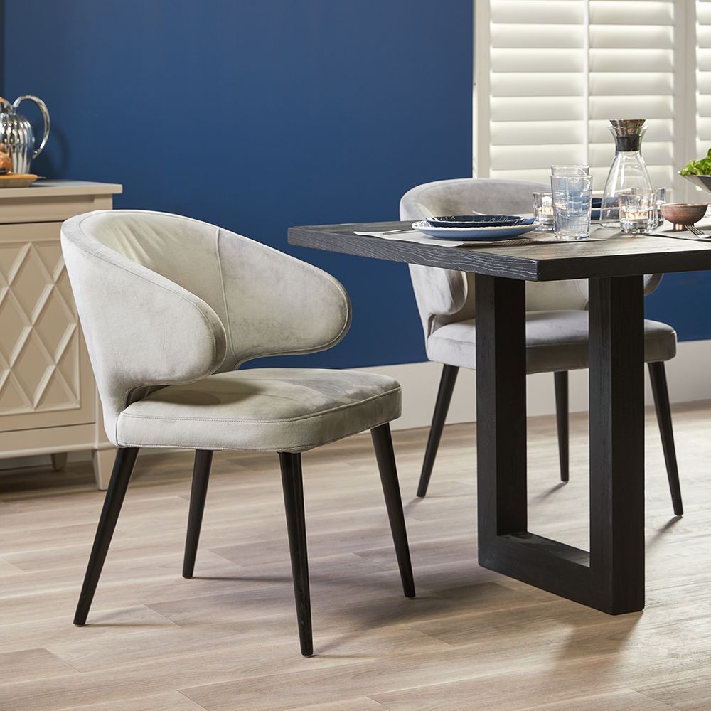 Harlow Black Dining Chair Grey Velvet - 32206