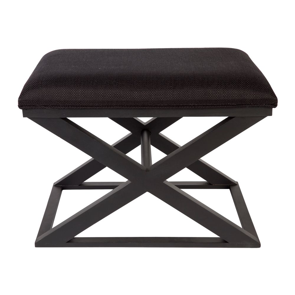 Spencer Black Timber Stool Black Linen - 32321