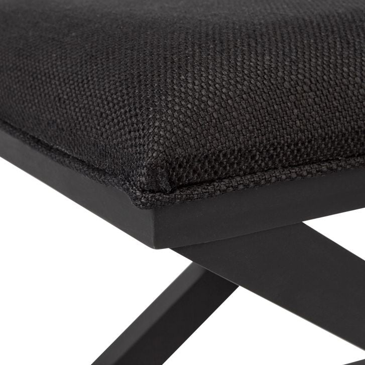 Spencer Black Timber Stool Black Linen - 32321