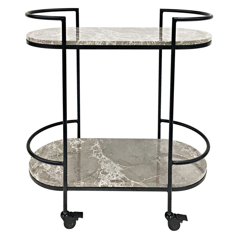 Southside Marble Drinks Trolley Black - 32400