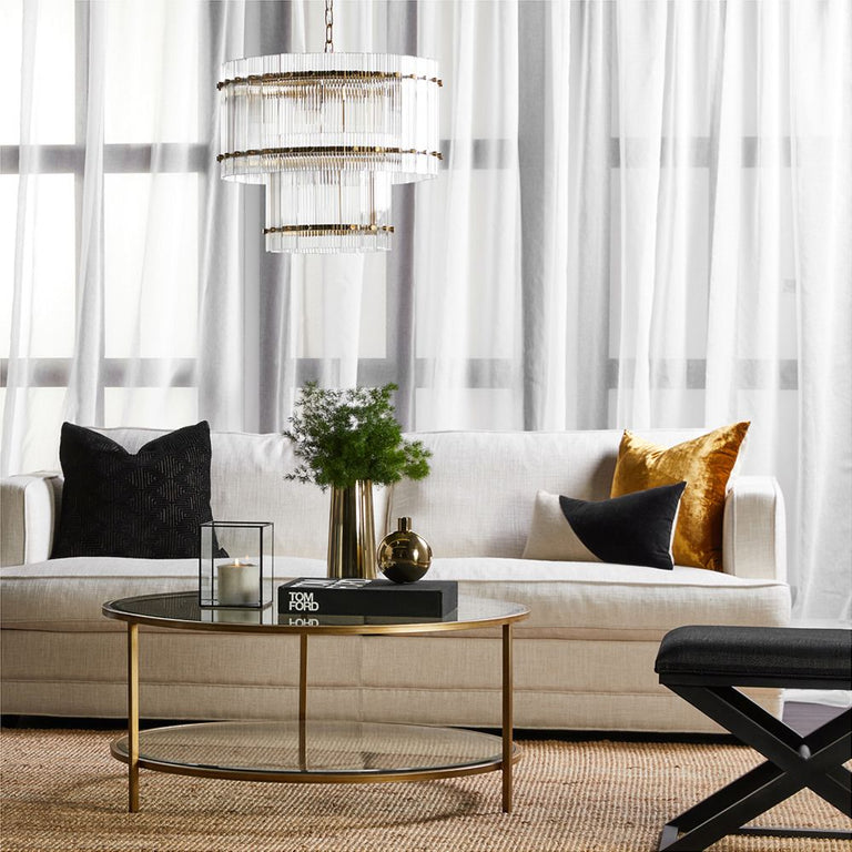 Cocktail Glass Round Coffee Table Antique Gold - 32408