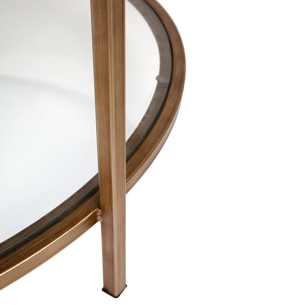 Cocktail Glass Round Coffee Table Antique Gold - 32408