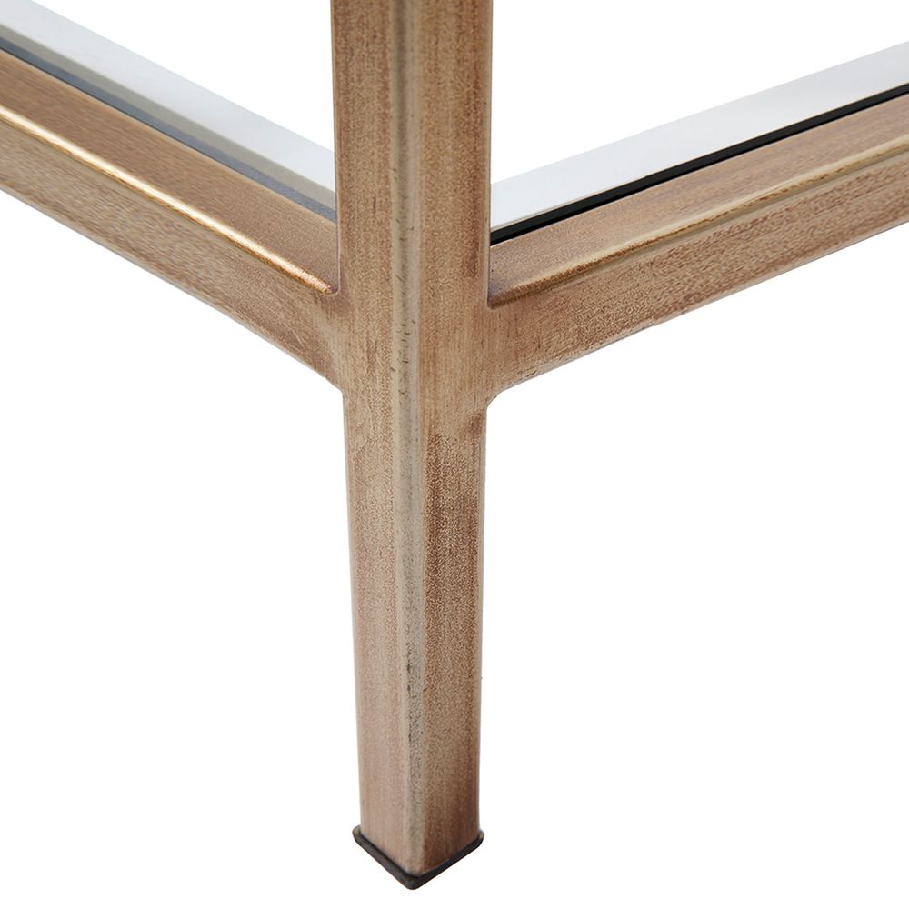 Cocktail Glass Square Side Table Antique Gold - 32410
