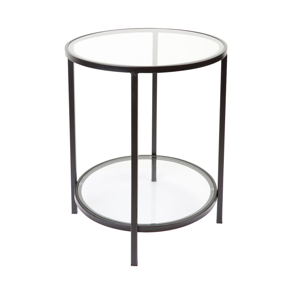 Cocktail Glass Round Side Table Black - 32413