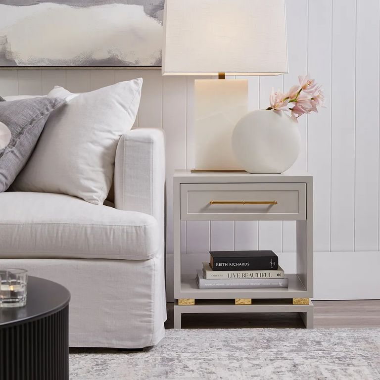 Pearl Bedside Table Small Grey - 32430