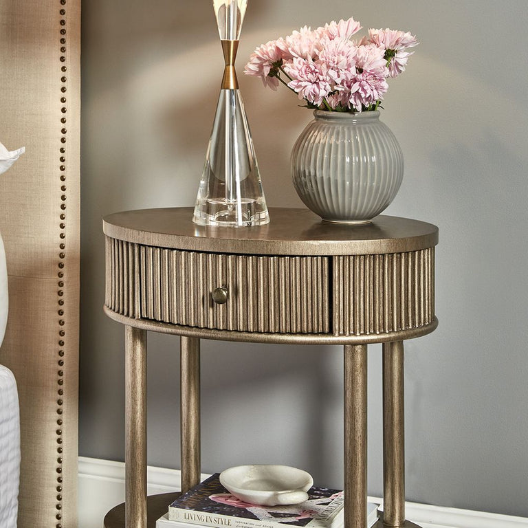 Arielle Oval Bedside Table Antique Gold - 32436