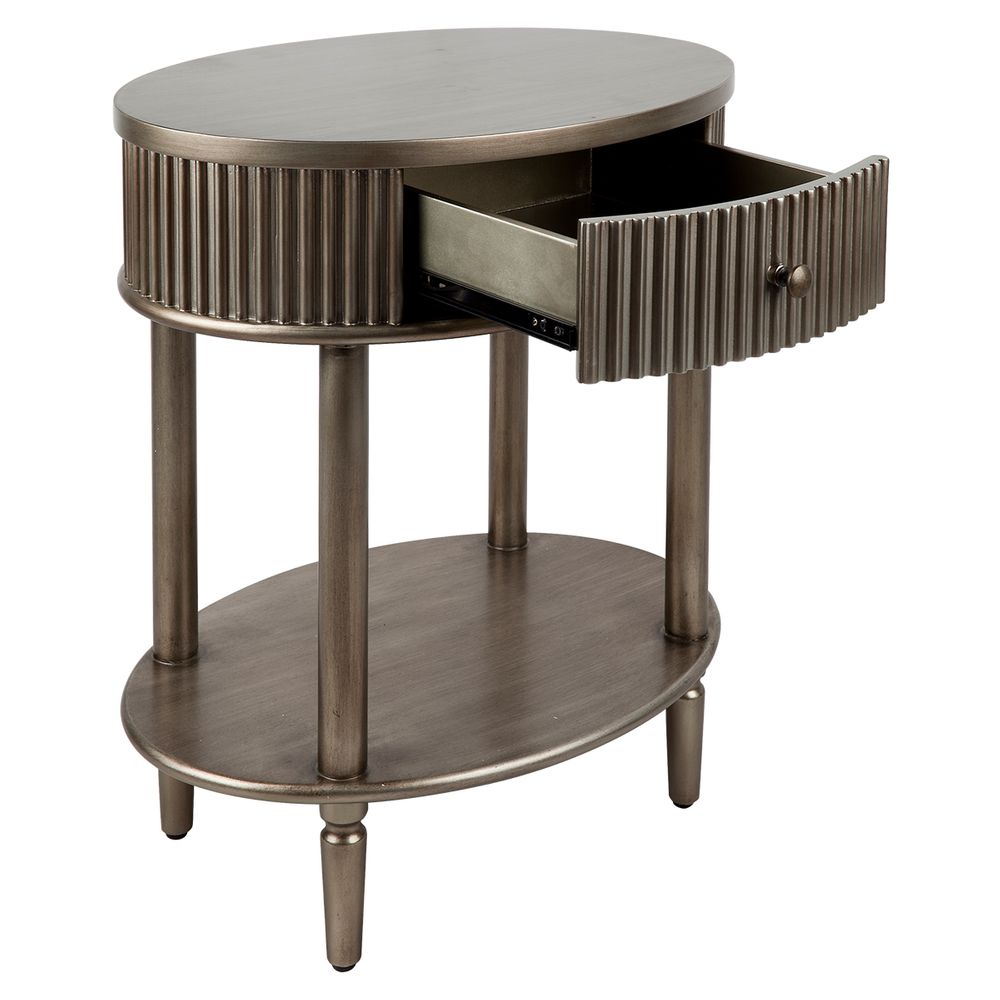 Arielle Oval Bedside Table Antique Gold - 32436