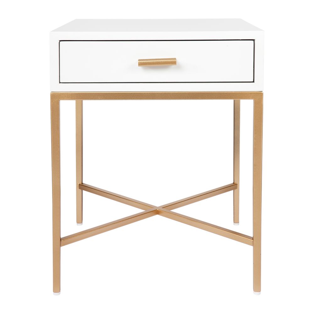 Nessa White Bedside Table Gold - 32444