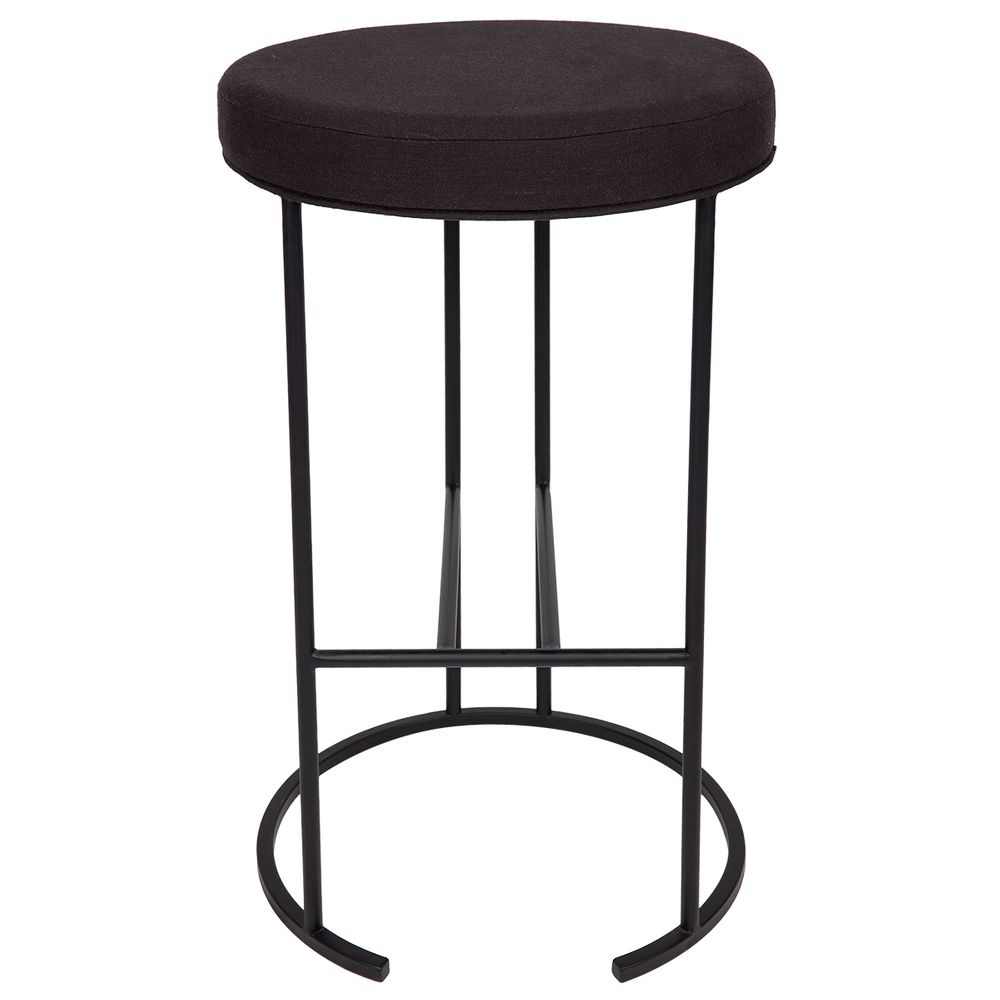 Blackley Black Iron Kitchen Stool Black Linen - 32463