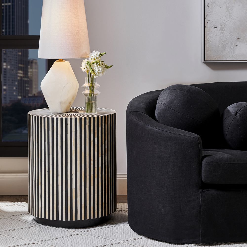 Makayla Bone Inlay Side Table Black - 32703